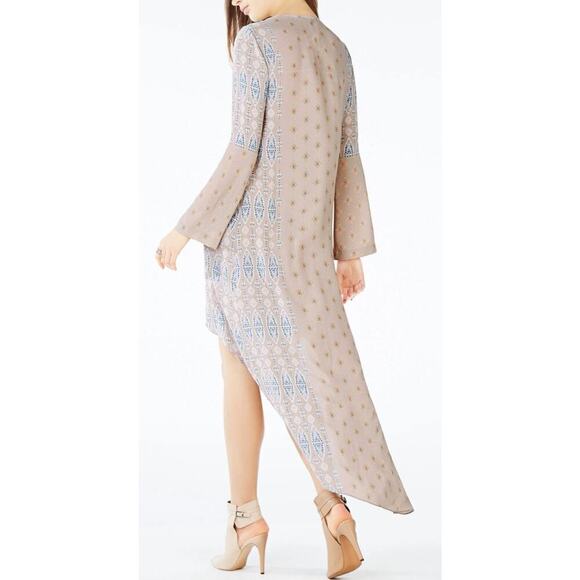 BCBGMAXAZRIA Kyndal high-low maxi dress tapestry long sleeve dress women's small - Picture 2 of 10
